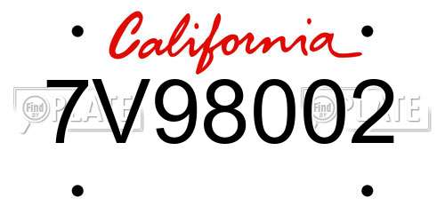 7V98002 California License Plate