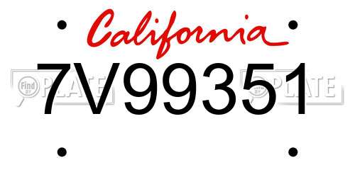 7V99351 California License Plate