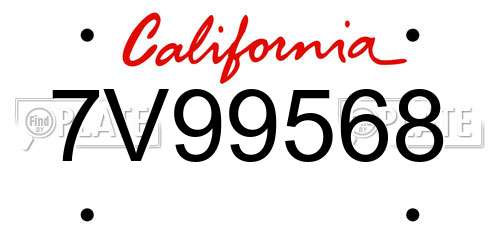 7V99568 California License Plate