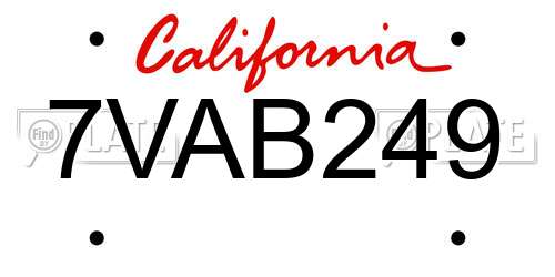 7VAB249 California License Plate