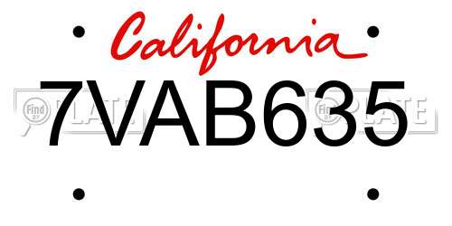 7VAB635 California License Plate