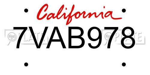 7VAB978 California License Plate