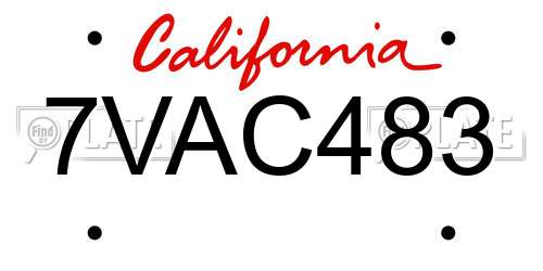 7VAC483 California License Plate