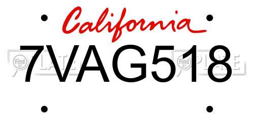 7VAG518 California License Plate