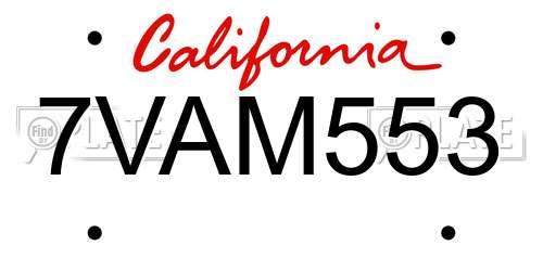 7VAM553 California License Plate
