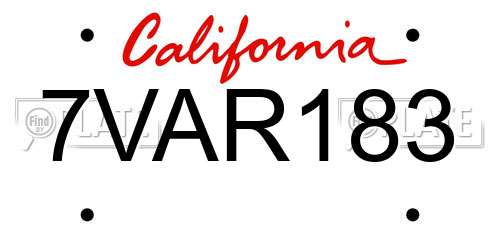 7VAR183 California License Plate