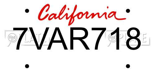 7VAR718 California License Plate