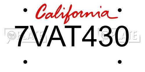 7VAT430 California License Plate