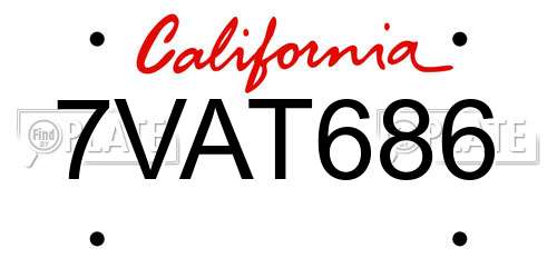 7VAT686 California License Plate