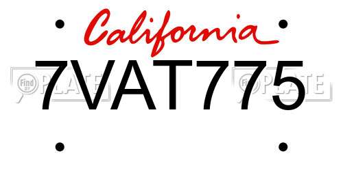 7VAT775 California License Plate