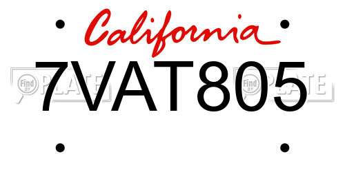 7VAT805 California License Plate