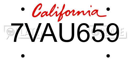 7VAU659 California License Plate