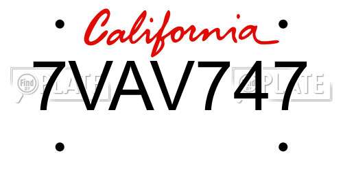 7VAV747 California License Plate