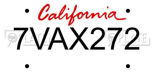 7VAX272 California License Plate