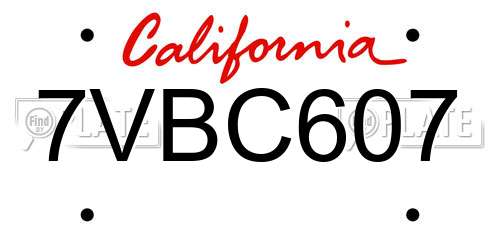 7VBC607 California License Plate