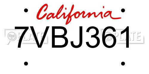 7VBJ361 California License Plate