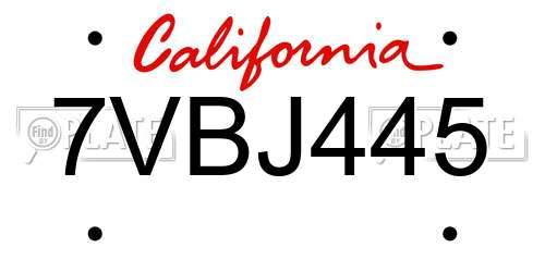 7VBJ445 California License Plate