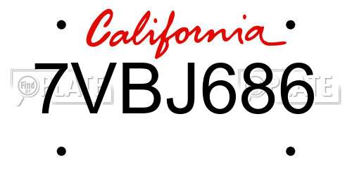 7VBJ686 California License Plate