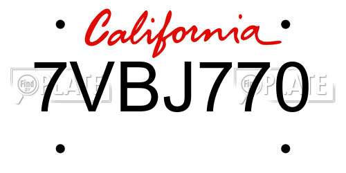 7VBJ770 California License Plate