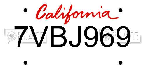 7VBJ969 California License Plate