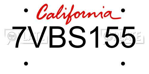 7VBS155 California License Plate