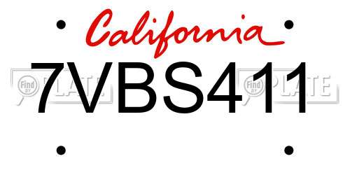 7VBS411 California License Plate