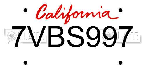 7VBS997 California License Plate