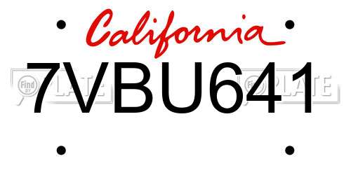 7VBU641 California License Plate