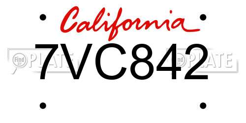 7VC842 California License Plate