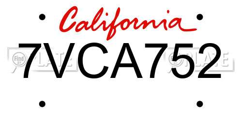 7VCA752 California License Plate