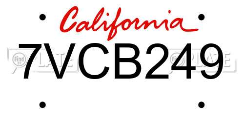 7VCB249 California License Plate