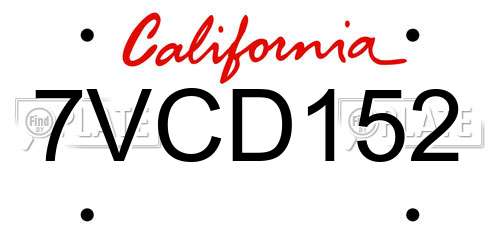 7VCD152 California License Plate