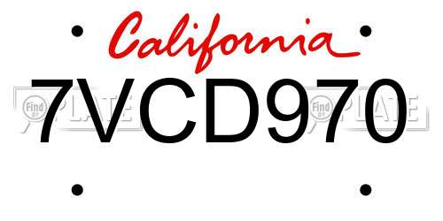 7VCD970 California License Plate