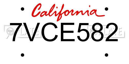 7VCE582 California License Plate