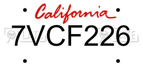7VCF226 California License Plate