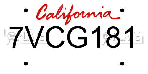 7VCG181 California License Plate