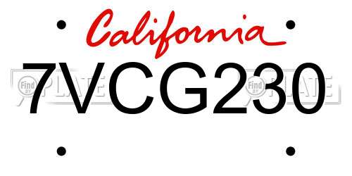 7VCG230 California License Plate