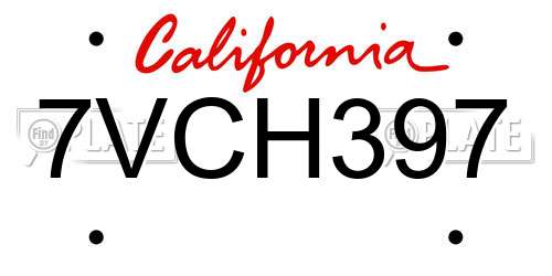 7VCH397 California License Plate