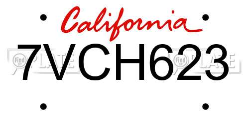 7VCH623 California License Plate
