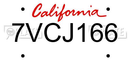7VCJ166 California License Plate