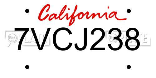 7VCJ238 California License Plate