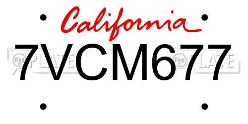 7VCM677 California License Plate