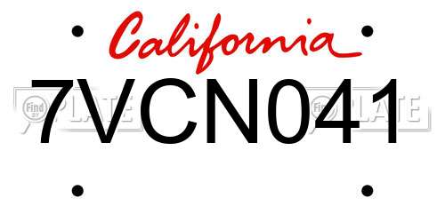 7VCN041 California License Plate