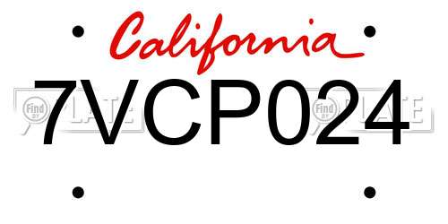 7VCP024 California License Plate
