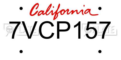 7VCP157 California License Plate