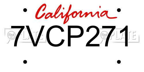 7VCP271 California License Plate