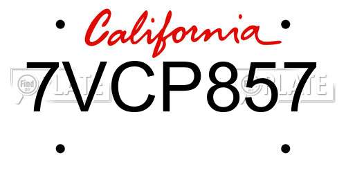 7VCP857 California License Plate