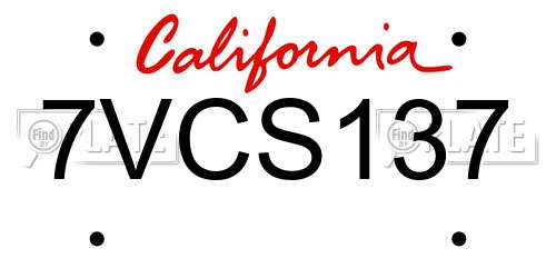 7VCS137 California License Plate