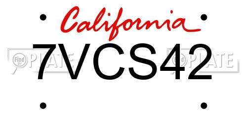 7VCS42 California License Plate