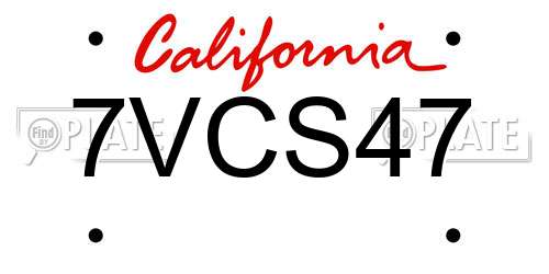 7VCS47 California License Plate
